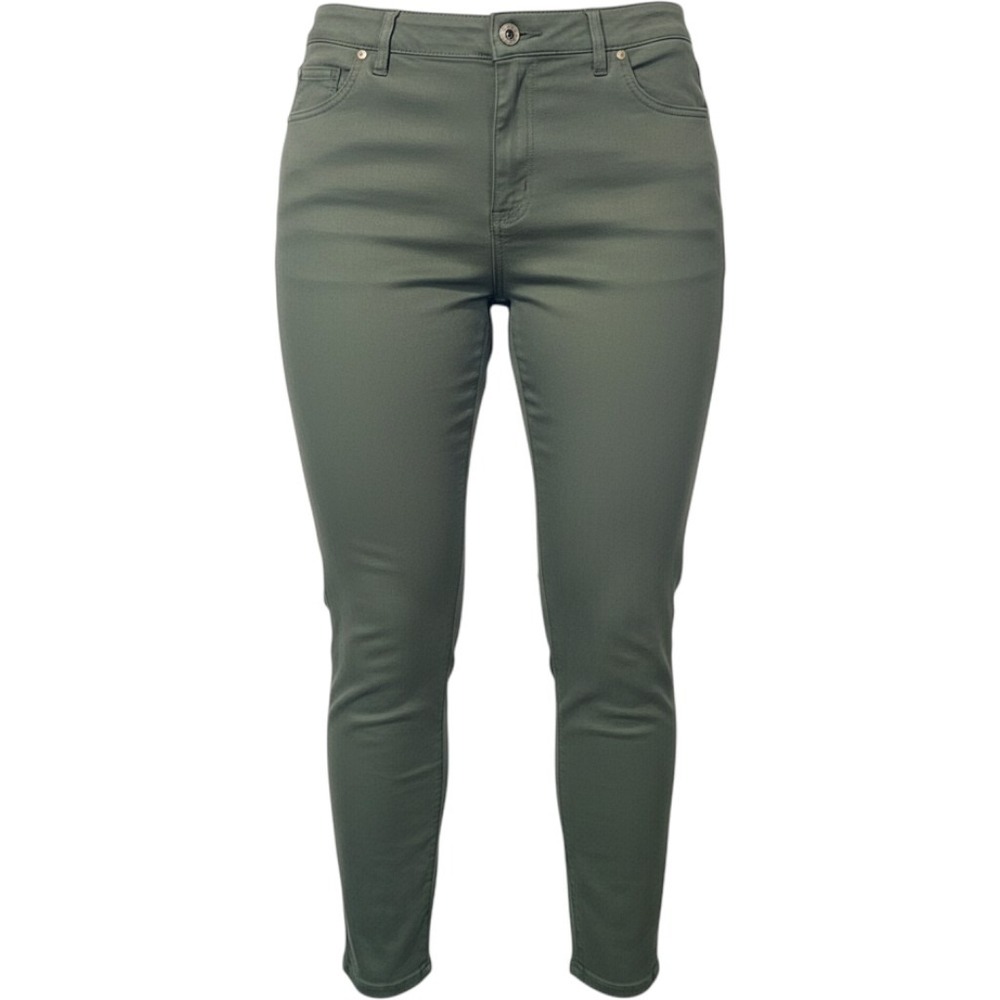 Woman Within Olive Green Cropped Pants Plus Size 20W Straight Leg Twill Casual